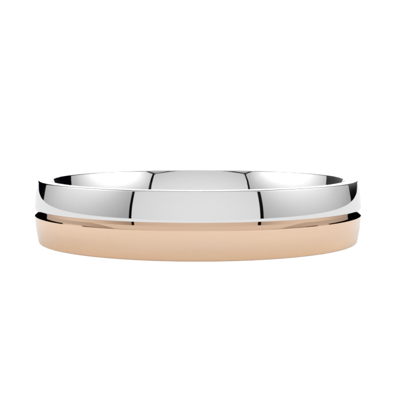 Półokrągła obrączka ślubna ze złota różowo-białego 585